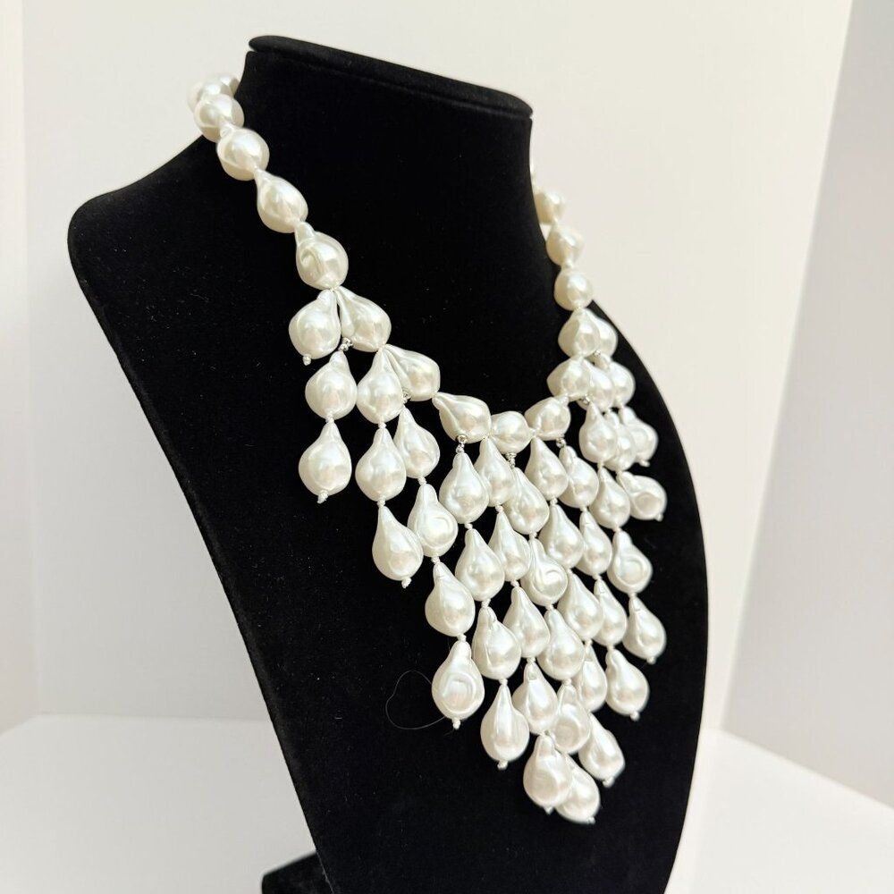 Jardin Baroque Faux Pearl Bib Necklace Statement Jewelry Bridal Wedding - Picture 2 of 9